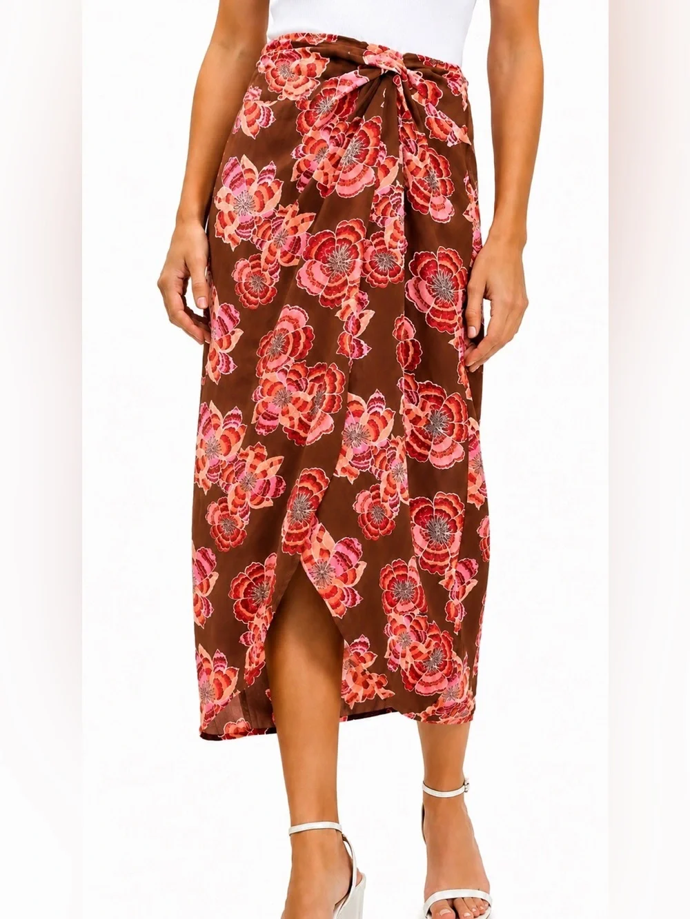 Loft floral twisted sarong midi skirt, size 14